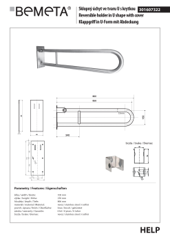 Poręcz uchylna typu U 850 mm z kołnierzem osłonowym stal szczotkowana HELP 301607322 Bemeta techniczny