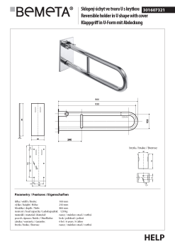 Poręcz uchylna typu U 850 mm z kołnierzem osłonowym stal nierdzewna HELP 301607321 Bemeta techniczny