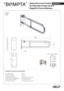 Poręcz uchylna typu U 600 mm z kołnierzem osłonowym stal nierdzewna HELP 301607271 Bemeta techniczny