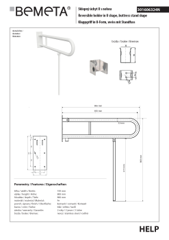 Poręcz składana typu U 850 mm z nogą podporową biała HELP 301606324N Bemeta techniczny