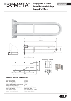 Poręcz składana typu U 850 mm biała HELP 301606324 Bemeta techniczny