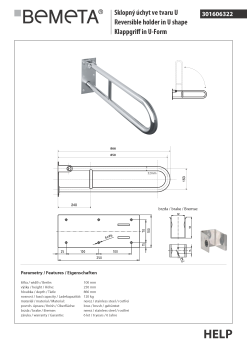 Poręcz składana typu U 850 mm stal szczotkowana HELP 301606322 Bemeta techniczny
