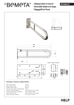 Poręcz składana typu U 850 mm stal nierdzewna HELP 301606321 Bemeta techniczny