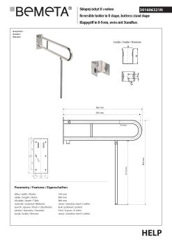 Poręcz składana typu U 850 mm z nogą podporową stal nierdzewna HELP 301606321N Bemeta techniczny