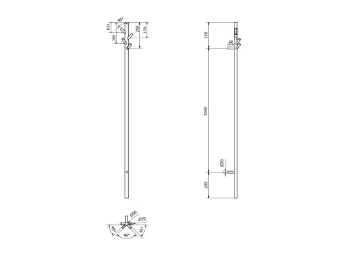 Łazienkowa suszarka elektryczna 150 x 1500 mm czarny mat 30 W PASADOR ER175BV Sapho wymiary