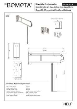 Poręcz składana typu U 850 mm z nogą podporową z kołnierzem osłonowym stal nierdzewna HELP 301307321N Bemeta techniczny