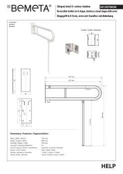 Poręcz składana typu U 813 mm z nogą podporową z kołnierzem osłonowym biała HELP 301307083N Bemeta techniczny