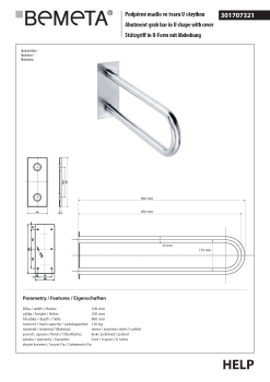 Poręcz typu U 850 mm z kołnierzem osłonowym stal nierdzewna HELP 301102041 Bemeta wymiary