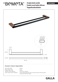 Wieszak podwójny na ręcznik 60 cm GALLA 108104050 Bemeta wymiary