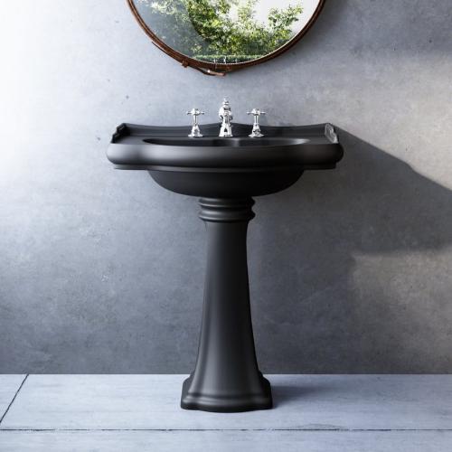 Uniwersalny ceramiczny postument do umywalek 56, 69, 73 cm, RETRO czarny matowy 107031 Kerasan aranżacja