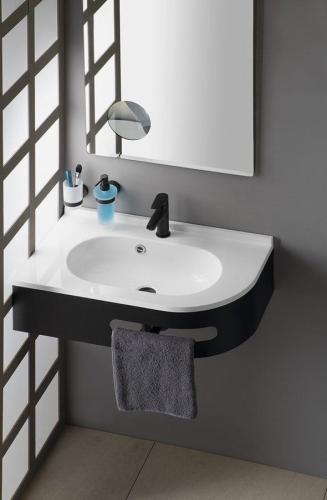 Wspornik z wieszakiem na ręczniki PULSE lewy czarny matowy BM752-CL Sapho  aranżacja