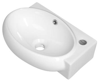 Umywalka ceramiczna 43 x 28,5 x 15 cm RIBERA ścienna otwór na baterię z prawej strony AR497 Sapho bokiem