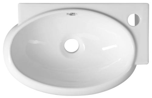 Umywalka ceramiczna 43 x 28,5 x 15 cm RIBERA ścienna otwór na baterię z prawej strony AR497 Sapho z góry
