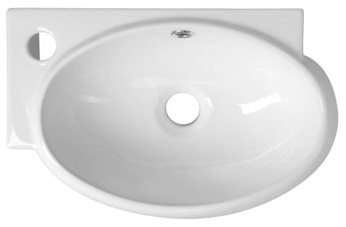 Umywalka ceramiczna 43 x 28,5 x 15 cm RIBERA ścienna otwór na baterię z lewej strony AR498 Sapho z góry