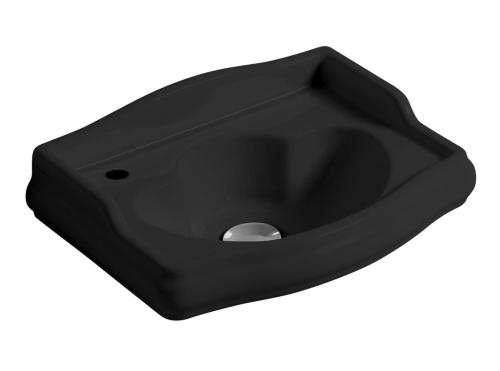 Umywalka ceramiczna 41 x 30 cm z otworem na baterię z lewej strony bez przelewu RETRO czarna matowa 103331SX Kerasan