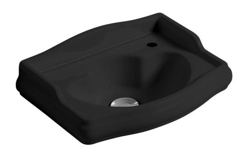 Umywalka ceramiczna 41 x 30cm z otworem na baterię z prawej strony bez przelewu RETRO czarna matowa 103331DX Kerasan
