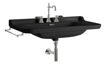 Umywalka ceramiczna 80 x 55 cm WALDORF czarna matowa 4141K7 Kerasan z relingiem
