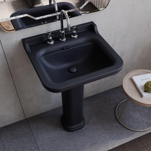 Umywalka ceramiczna 60 x 55 cm WALDORF czarna matowa 4140K7 Kerasan aranżacja