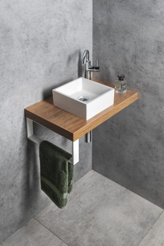 Umywalka nablatowa kompozytowa 25 x 25 cm SANNA biała SN250 Sapho aranżacja