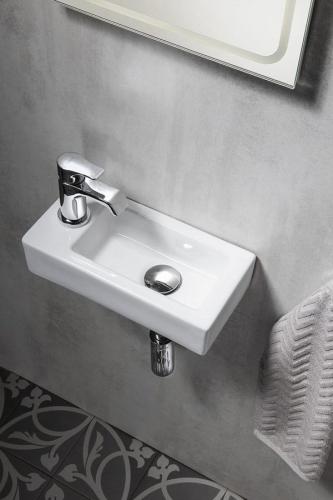 Umywalka ceramiczna mała ZOE 37 x 9 x 18 cm lewa AR496 Sapho wizualizacja