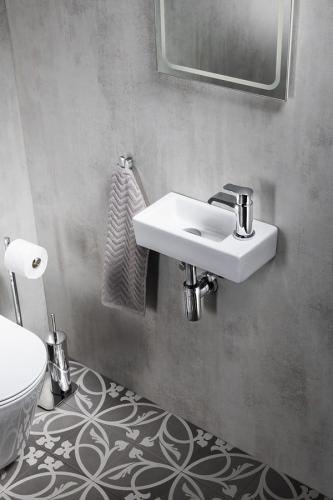 Umywalka ceramiczna mała ZOE 37 x 9 x 18 cm prawa AR495 Sapho wizualizacja