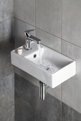 Umywalka ceramiczna mała MINOS 40 x 22 cm lewa 4759 Sapho aranżacja