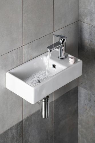 Umywalka ceramiczna mała MINOS 40 x 22 cm prawa 4059 Sapho wizualizacja