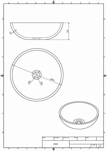 Umywalka nablatowa ceramiczna okrągła fi 41 cm PRIORI fioletowa z ornamentem PI022 Sapho rysunek