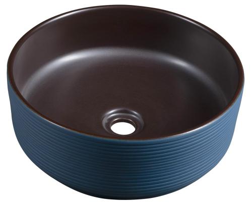 Umywalka nablatowa ceramiczna okrągła fi 41 cm PRIORI niebieski brązowy PI033 Sapho