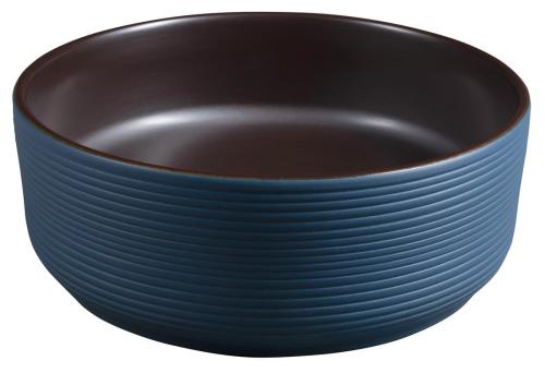 Umywalka nablatowa ceramiczna okrągła fi 41 cm PRIORI niebieski brązowy PI033 Sapho bok