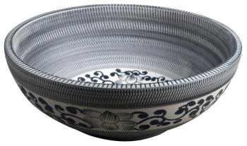 Umywalka nablatowa ceramiczna okrągła fi 41 cm PRIORI niebieska z wzorem PI036 Sapho bok