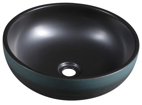 Umywalka nablatowa ceramiczna okrągła fi 41 cm PRIORI czarny zielony PI039 Sapho