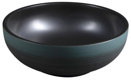 Umywalka nablatowa ceramiczna okrągła fi 41 cm PRIORI czarny zielony PI039 Sapho bok