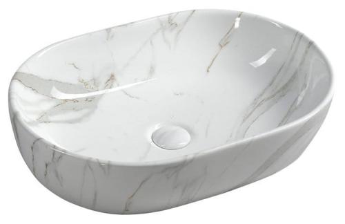 Umywalka nablatowa ceramiczna 59 x 14 x 42 cm DALMA carrara MM417 Sapho