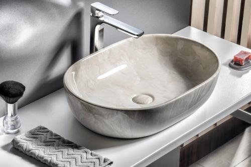 Umywalka nablatowa ceramiczna 59 x 14 x 42 cm DALMA marfil MM427 Sapho wizualizacja