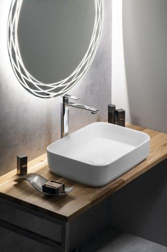 Umywalka nablatowa ceramiczna 50 x 36 cm INFINITY RECTANGLE biała matowa 10NF65050-2L ISVEA wizualizacja