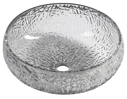 Grawerowana umywalka nablatowa szklana fi 42 cm GAVIOTA czarna TY306 Sapho