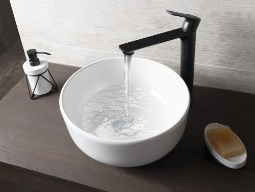 Umywalka nablatowa ceramiczna fi 33 cm EMMI biała TU0077 Sapho wizualizacja