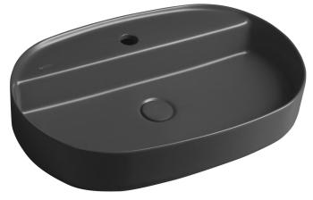 Umywalka nablatowa ceramiczna 60 x 40 cm INFINITY OVAL antracytowa 10NF65060-2C ISVEA