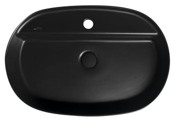 Umywalka nablatowa ceramiczna 60 x 40 cm INFINITY OVAL czarna matowa 10NF65060-2N ISVEA  z góry