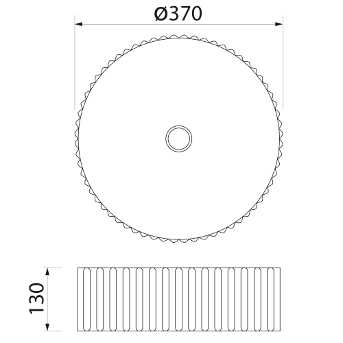 Umywalka nablatowa ceramiczna fi 37 cm PICOBELLO biała AR484 Sapho rysunek techniczny