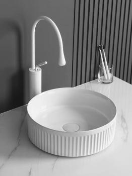 Umywalka nablatowa ceramiczna fi 37 cm PICOBELLO biała AR484 Sapho wizualizacja