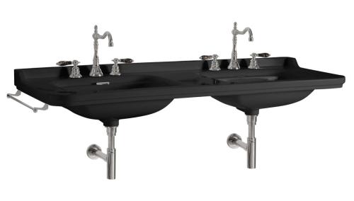 Umywalka ceramiczna podwójna 150 x 55 cm WALDORF czarna matowa 4143K7 Kerasan wizualizacja