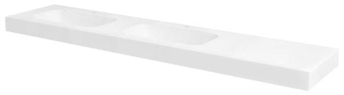 Umywalka podwójna lewa 250 x 50 cm EMICO wersja L Rockstone biała matowa EM250-B2L-L Sapho