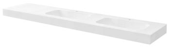 Umywalka podwójna prawa 220 x 50 cm EMICO wersja L Rockstone biała matowa EM220-B2R-L Sapho