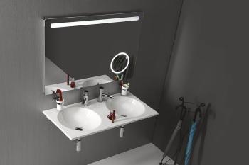 Umywalka kompozytowa zawieszana 100 x 15 x 47 cm JUNO biała JU100 Sapho wizualizacja