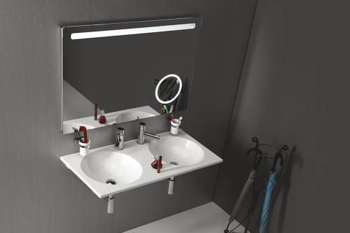 Umywalka kompozytowa zawieszana 100 x 15 x 47 cm JUNO biała JU100 Sapho wizualizacja