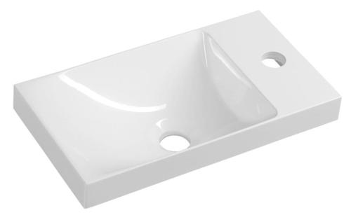 Umywalka kompozytowa zawieszana bez przelewu 40 x 22cm AGOS biała lewa/prawa AS400 Sapho