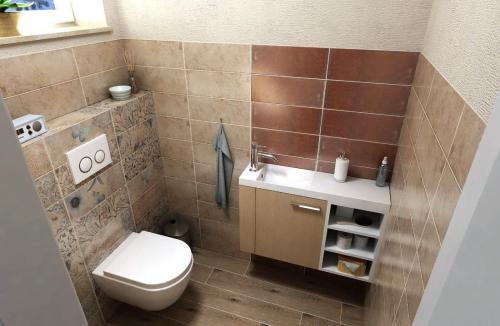 Umywalka kompozytowa zawieszana 80 x 22cm AGOS biała lewa/prawa AS080 Sapho z szafką