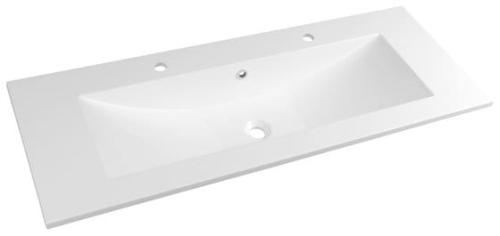 Umywalka wpuszczana w blat kompozytowa 120 x 45cm YUKON 2 otwory na baterie biała YU122 Sapho